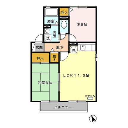 宮城県仙台市宮城野区岩切字青津目(賃貸アパート2LDK・1階・53.48㎡)の写真 その2