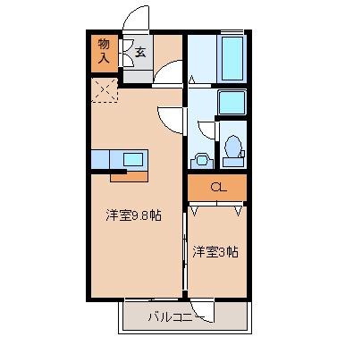 宮城県仙台市若林区荒井２丁目（賃貸アパート1LDK・1階・33.39㎡） その2