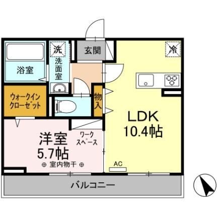 パセオプラシード　Ａ＆？ ｜宮城県仙台市若林区なないろの里１丁目(賃貸アパート1LDK・3階・40.05㎡)の写真 その2