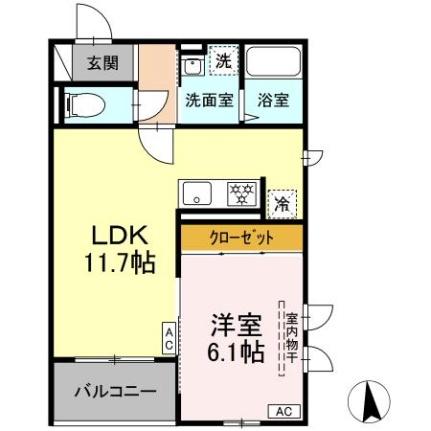 宮城県仙台市青葉区錦町２丁目(賃貸アパート1LDK・3階・41.61㎡)の写真 その2