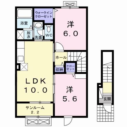 カーサ中央I 202｜山形県米沢市中央６丁目(賃貸アパート2LDK・2階・56.89㎡)の写真 その2