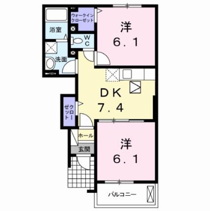 メゾンソレイユ 102｜福島県郡山市田村町徳定字霞内(賃貸アパート2DK・1階・44.75㎡)の写真 その2