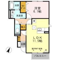 シエロ　Ｂ 102 ｜ 福島県郡山市喜久田町字寺久保（賃貸アパート1LDK・1階・45.33㎡） その2