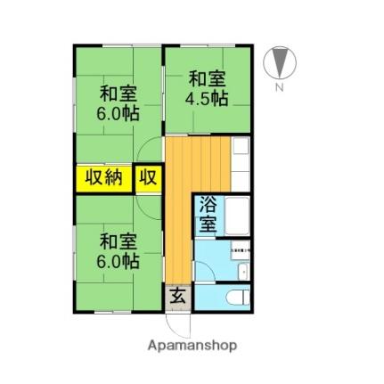 入ノ内平家中央 1｜福島県郡山市喜久田町字入ノ内(賃貸一戸建3DK・1階・44.71㎡)の写真 その2