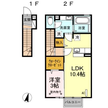 福島県郡山市昭和２丁目(賃貸アパート1LDK・2階・41.93㎡)の写真 その2