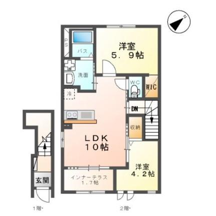 キルシュトラーセ 201｜福島県郡山市田村町徳定字中河原(賃貸アパート2LDK・2階・53.80㎡)の写真 その2