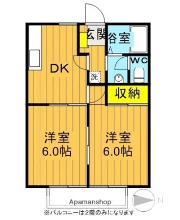 シャトレ本宮 1-D｜福島県本宮市本宮字舘町(賃貸アパート2DK・1階・40.92㎡)の写真 その2