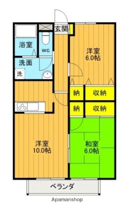 パセオリヴェールI 201｜福島県本宮市本宮字小幡(賃貸アパート2LDK・2階・56.49㎡)の写真 その2