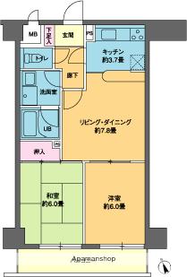 ホワイトプラザ会津 ｜福島県会津若松市中央２丁目(賃貸マンション2LDK・8階・52.80㎡)の写真 その2