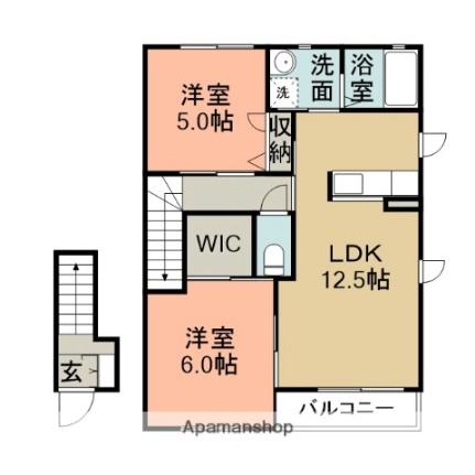 ＮＫアムールIII 202 ｜ 茨城県笠間市東平２丁目（賃貸アパート2LDK・2階・61.63㎡） その2