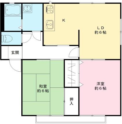 アナハイム　I 101号室｜茨城県水戸市堀町(賃貸アパート3K・1階・52.66㎡)の写真 その2