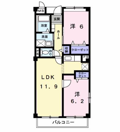 フォンテーヌ・パレスＡ 201｜茨城県神栖市平泉(賃貸マンション2LDK・2階・55.71㎡)の写真 その2