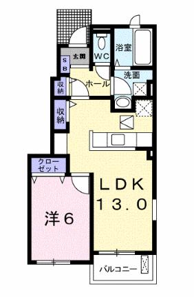 カレントI 101 ｜ 栃木県足利市五十部町（賃貸アパート1LDK・1階・45.82㎡） その2