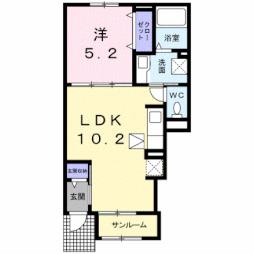 グレースコートＣ 1階1LDKの間取り