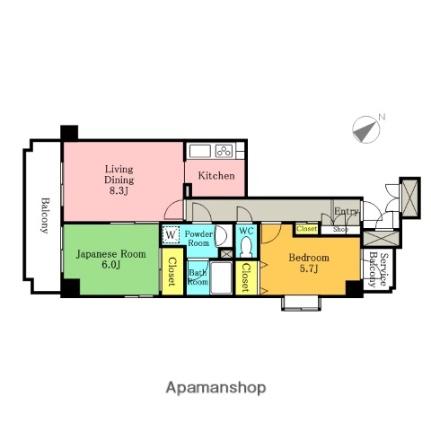 イタニティ弐番館 401｜埼玉県さいたま市北区本郷町(賃貸マンション2LDK・4階・57.30㎡)の写真 その2