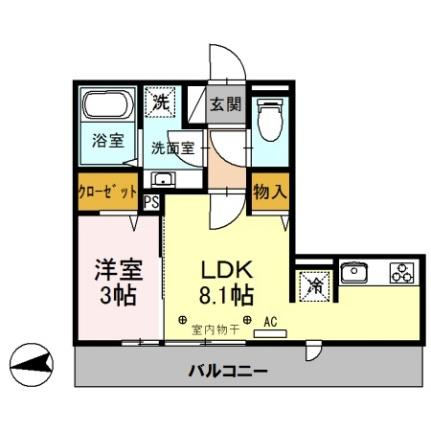 ヴィラージュ  ｜ 埼玉県川越市末広町１丁目（賃貸アパート1LDK・3階・30.41㎡） その2