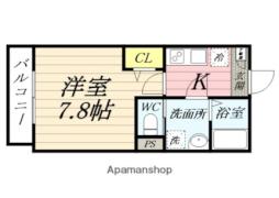 （仮称）ジーメゾン川越大袋アルテ 2階1Kの間取り