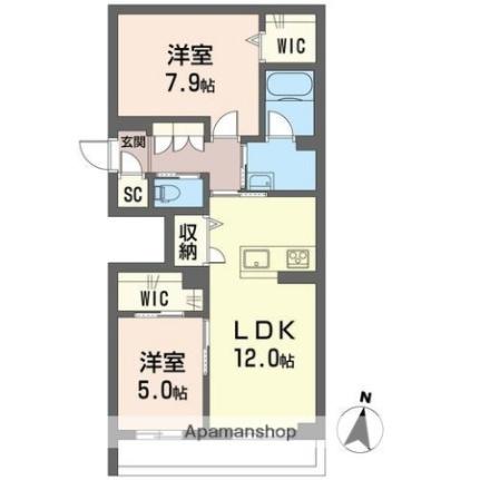 埼玉県川越市脇田本町（賃貸マンション2LDK・2階・62.13㎡） その2