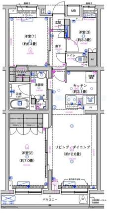 サステナブランシェ本行徳 0306｜千葉県市川市本行徳(賃貸マンション3LDK・3階・70.61㎡)の写真 その2