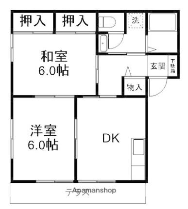 サンモールＢ ｜千葉県八千代市萱田町(賃貸アパート2DK・1階・44.17㎡)の写真 その2