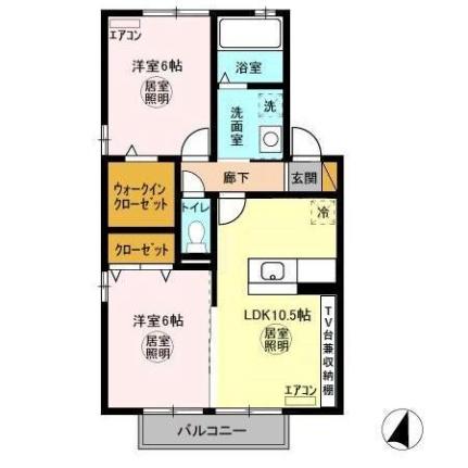 リビングタウンほたる野　Ｃ 202｜千葉県木更津市ほたる野４丁目(賃貸アパート2LDK・2階・55.00㎡)の写真 その2