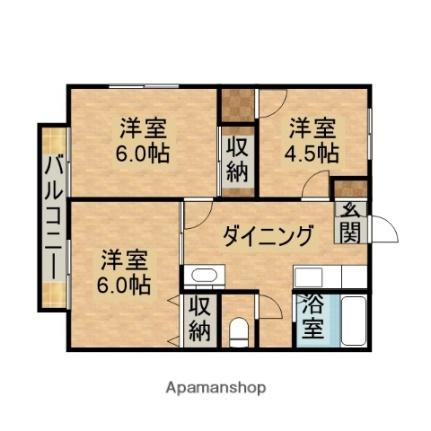 サンシティー袖ヶ浦 107｜千葉県袖ケ浦市福王台４丁目(賃貸アパート3DK・1階・47.47㎡)の写真 その2