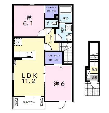 クレストＡ 201 ｜ 千葉県袖ケ浦市坂戸市場（賃貸アパート2LDK・2階・57.64㎡） その2