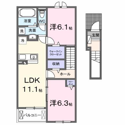 ジリータＤ 203｜千葉県木更津市高柳(賃貸アパート2LDK・2階・58.60㎡)の写真 その2