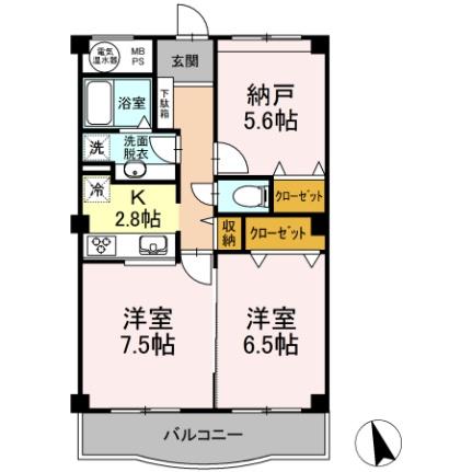 神奈川県川崎市中原区井田２丁目(賃貸マンション2K・1階・54.90㎡)の写真 その2