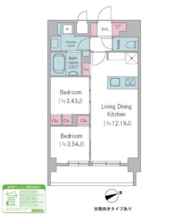 ドゥーエ西馬込ＩＩ 0809｜東京都大田区仲池上１丁目(賃貸マンション2LDK・8階・45.34㎡)の写真 その2