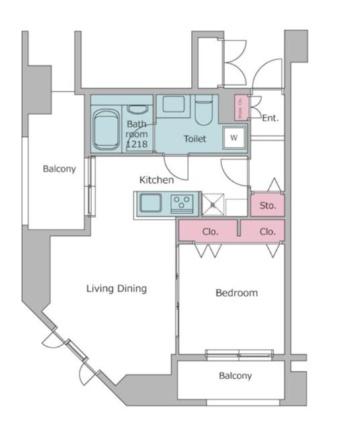 ピアネッタ汐留 1105｜東京都港区東新橋２丁目(賃貸マンション1LDK・11階・43.86㎡)の写真 その2