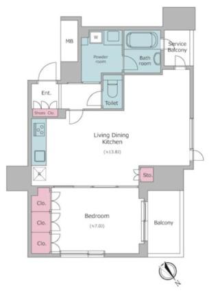 レジディア勝どき 0502｜東京都中央区勝どき４丁目(賃貸マンション1LDK・5階・51.08㎡)の写真 その2