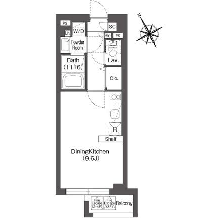 ＯＺＩＯ上目黒 301｜東京都目黒区上目黒５丁目(賃貸マンション1R・3階・27.08㎡)の写真 その2