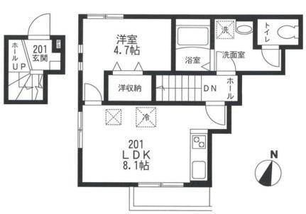 フィカーサ大森 201号室｜東京都大田区大森東２丁目(賃貸アパート1LDK・2階・37.85㎡)の写真 その2