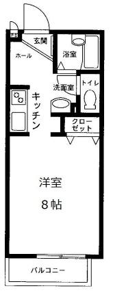 ベルフィーユ青葉台 205号室｜神奈川県横浜市青葉区田奈町(賃貸アパート1R・2階・23.77㎡)の写真 その2