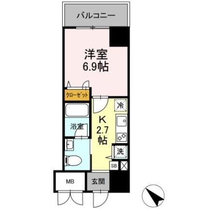 神奈川県横浜市鶴見区生麦５丁目（賃貸マンション1K・7階・26.49㎡） その2