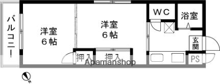 アルカーサル長岡 106｜新潟県長岡市城内町３丁目(賃貸マンション2K・1階・30.45㎡)の写真 その2