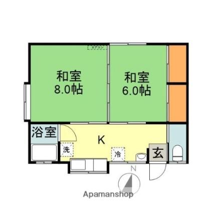 藤井アパート 2-2｜新潟県長岡市大町３丁目(賃貸アパート2K・2階・38.69㎡)の写真 その2