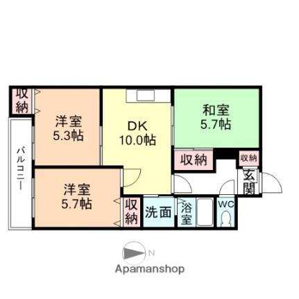 富山県富山市堀川小泉町１丁目(賃貸マンション3LDK・1階・61.90㎡)の写真 その2