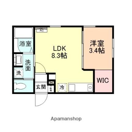 富山県富山市豊若町３丁目(賃貸アパート1LDK・2階・28.70㎡)の写真 その2