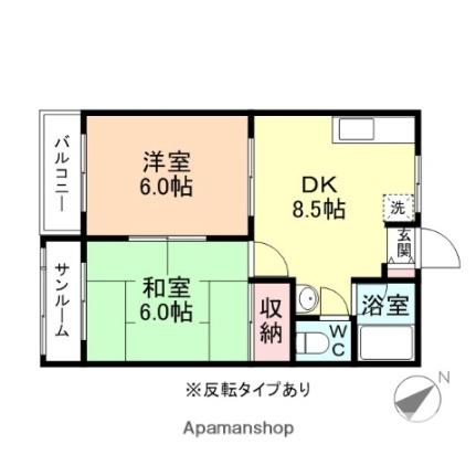 富山県富山市西公文名町(賃貸アパート2DK・1階・46.85㎡)の写真 その2