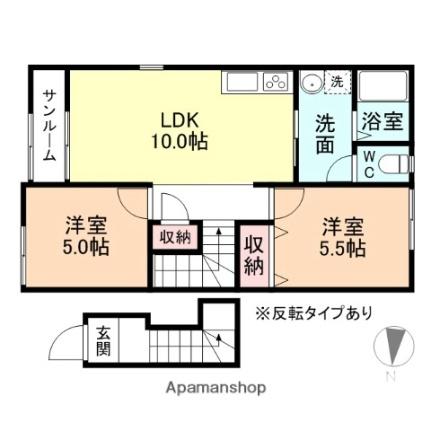 Ｃａｎａｄｉａｎ大泉　Ａ棟 201｜富山県富山市雄山町(賃貸アパート2LDK・1階・49.74㎡)の写真 その2