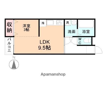 コンチネンタル犬島 203｜富山県富山市犬島１丁目(賃貸アパート1LDK・2階・33.16㎡)の写真 その2