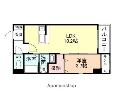 富山県富山市上飯野(賃貸マンション1LDK・2階・35.18㎡)の写真 その2