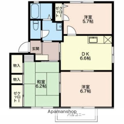 シティパルＢ 203 ｜ 富山県砺波市宮沢町（賃貸アパート3DK・2階・56.58㎡） その2