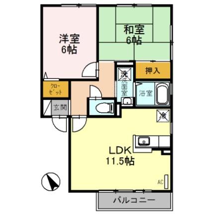 エスペランス長坂 202｜石川県金沢市長坂３丁目(賃貸アパート2LDK・2階・53.73㎡)の写真 その2