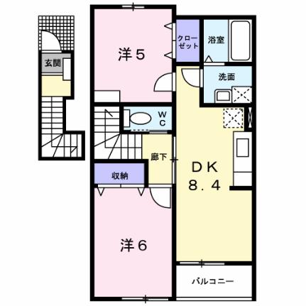 ルミエール神明 203 ｜ 福井県大野市弥生町（賃貸アパート2DK・2階・50.86㎡） その2