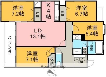 Ｆｏｒｔ　Ｃｏｕｒｔ 401 ｜ 福井県福井市大宮１丁目（賃貸マンション4LDK・4階・95.03㎡） その2