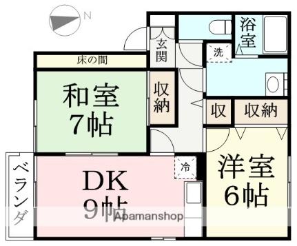 サンハイム A12 ｜ 福井県越前市北府２丁目（賃貸アパート2DK・1階・55.40㎡） その2