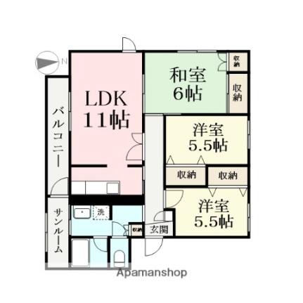 Ｓｐａｚｉｏ（森川不動産） 201 ｜ 福井県福井市二の宮２丁目（賃貸マンション3LDK・2階・85.00㎡） その2